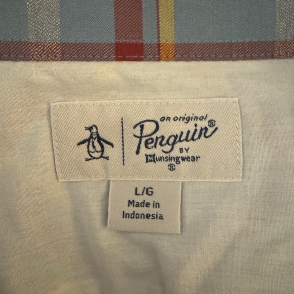 Penguin by Munsingwear Large w/Checked Print Long Sleeve Button-Front Shirt - Picture 3 of 4